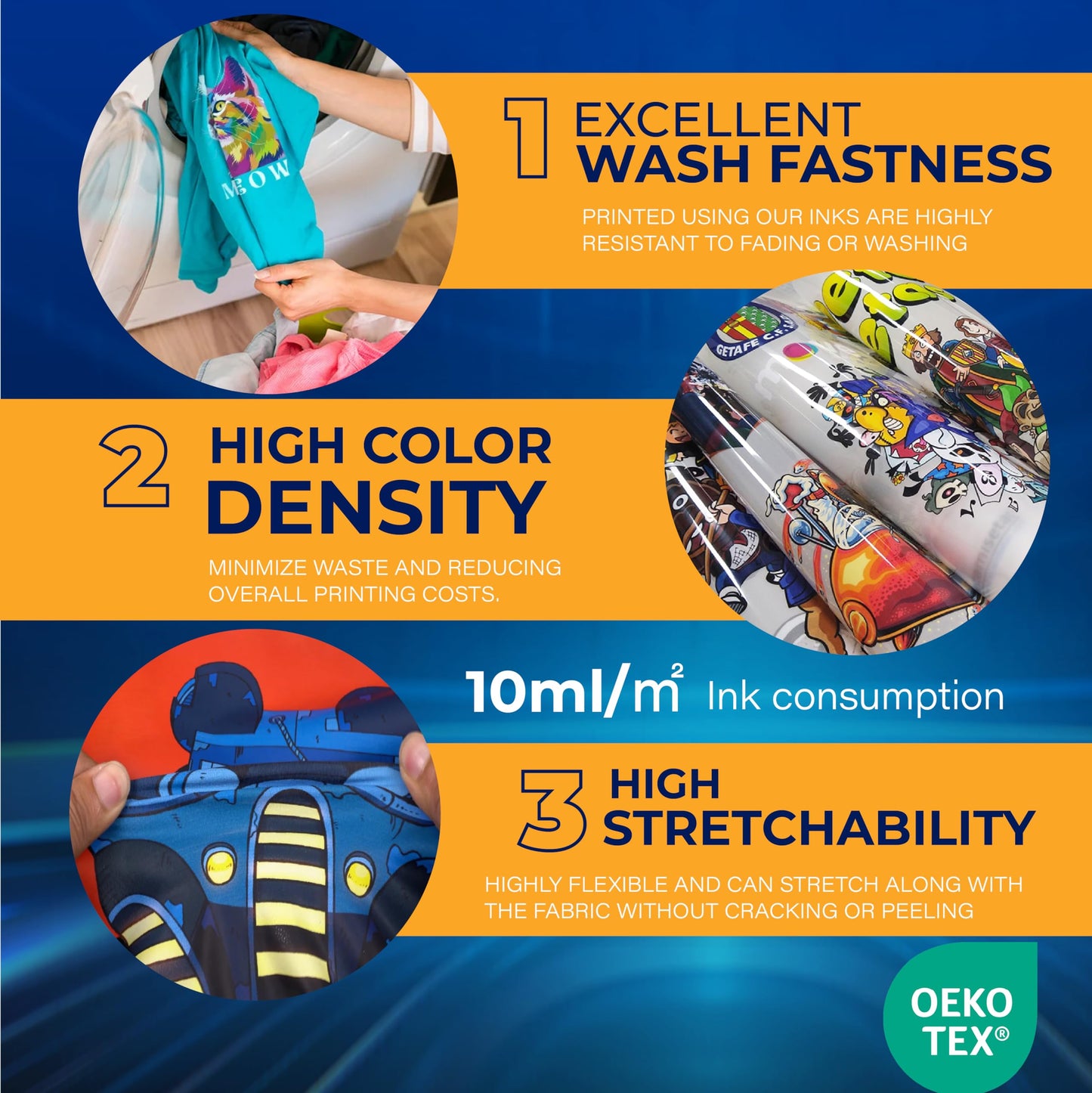 WIPRIME DTF Ink Premium 6 x 250 ml Heat Transfer Ink kit for Conversion Refill for Print Head L1800, R2400, L800, 1430, P400, P800, R2000, XP-15000