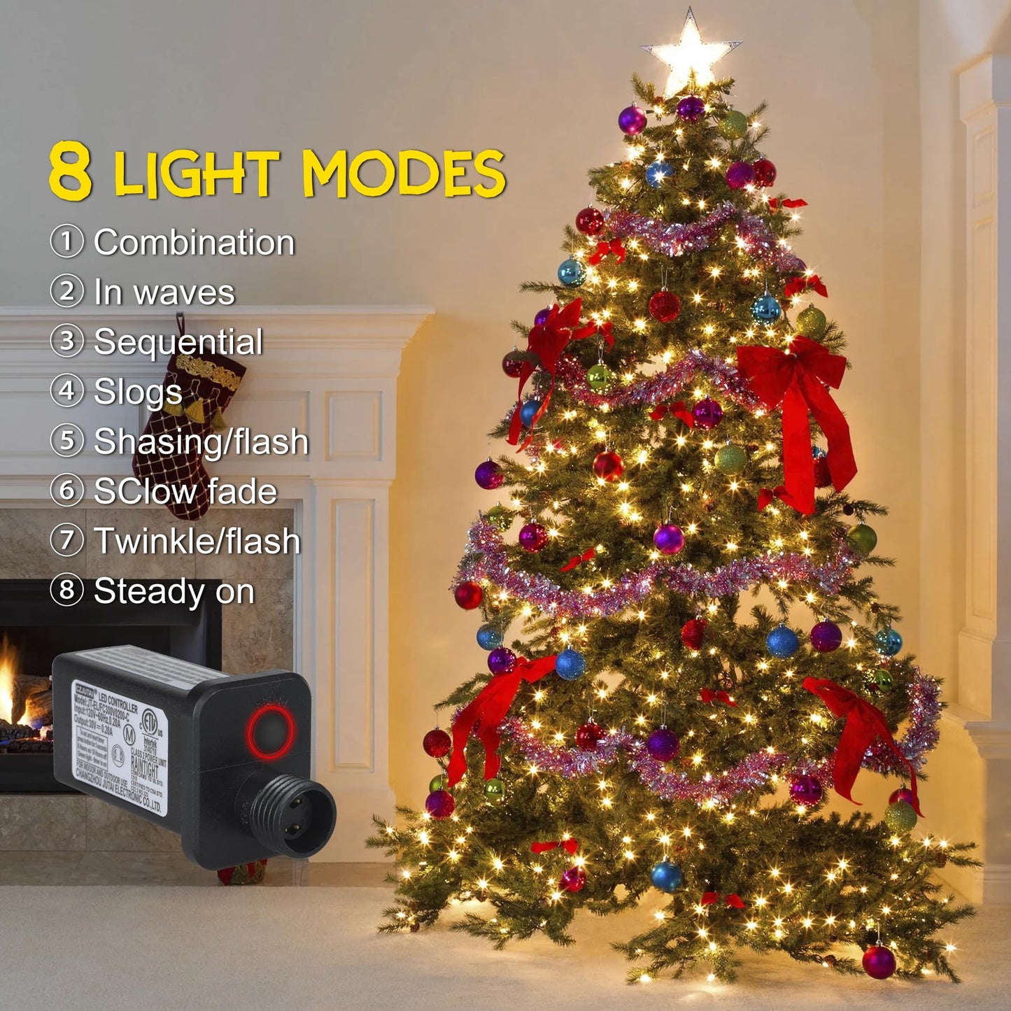 weillsnow 164Ft 500 LED Christmas Lights, Waterproof 8 Twinkle with Memory Functions Christmas Tree Lights for Indoor Outdoor Christmas Tree Garden