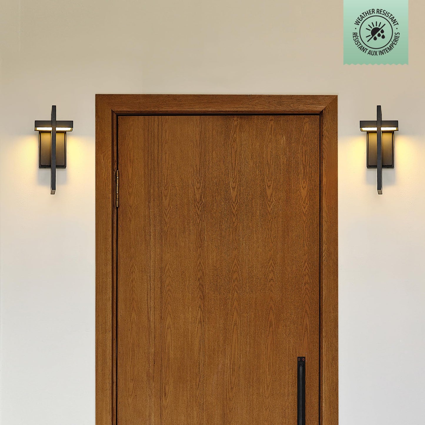 GLOBE Electric 60000024 12W LED Integrated Outdoor Wall Sconce, Matte Black, 400 Lumens, 3000 Kelvin, 80 CRI, Weather Resistant Exterior Lighting