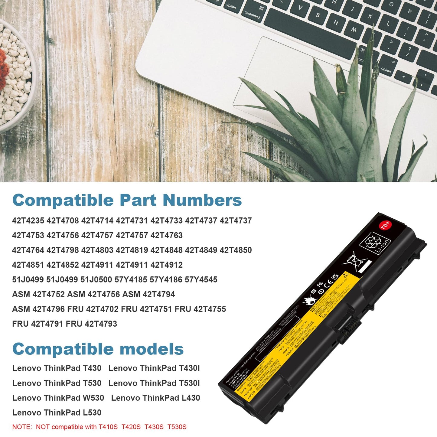 Fancy Buying 70+ 57Wh Laptop Battery for Lenovo IBM Thinkpad T430 T430i T530 T530i W530 W530i L430 L530 SL430 SL530 45N1007 45N1006 (0a36303 70+)