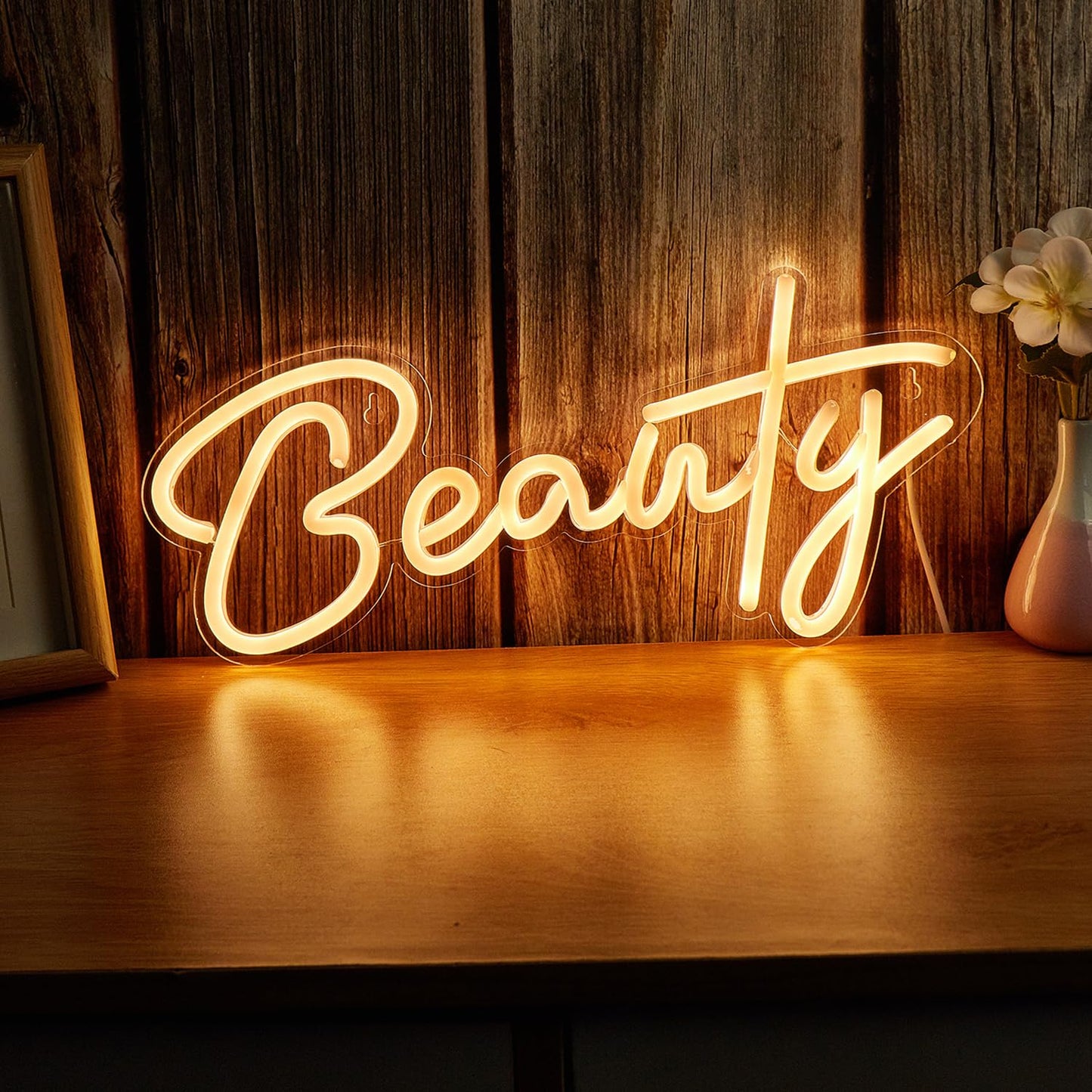 Chi-buy Beauty LED Neon Sign Letter Neon Lights for Bedroom USB Powered Wall Mounted Neon Signs For Room 3D Wall Art Wedding Party Living Room