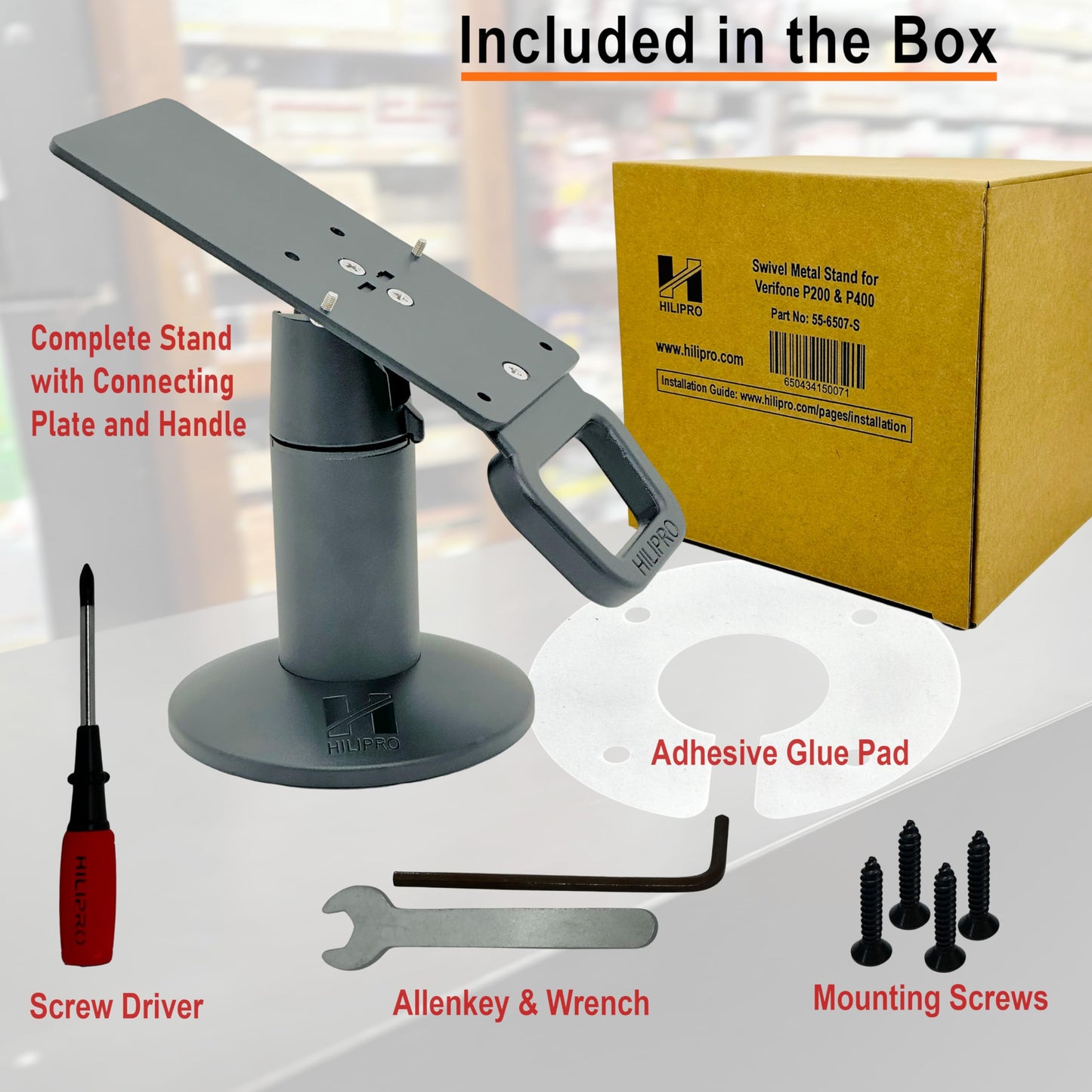 Hilipro Point of Sale Swivel Stand for Verifone P200 & P400 - Swivels Stands - Complete POS Stand kit