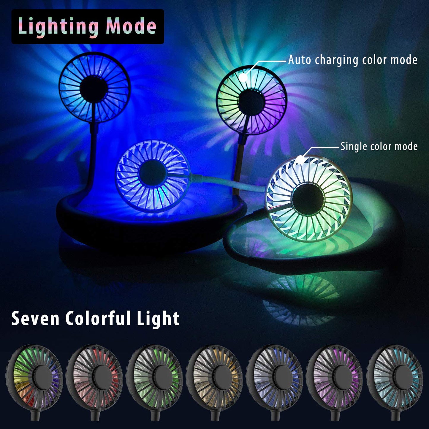 DONWELL Hands Free Neck Fan, Portable Mini Rechargeable LED Neckband Fan with Dual Wind Head and Aromatherapy for Sports, Travelling, Outdoor, Office