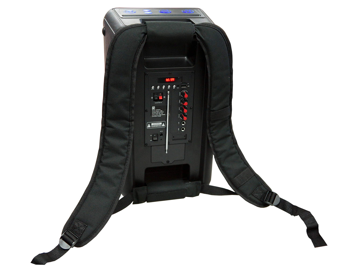 Mr. Dj GO PACK Dual 6.5" Portable Outdoor Speaker BUILT-IN Bluetooth, USB/Micro SD Card Reader, with Rechargeable Battery & LED Accent Lighting 1200W