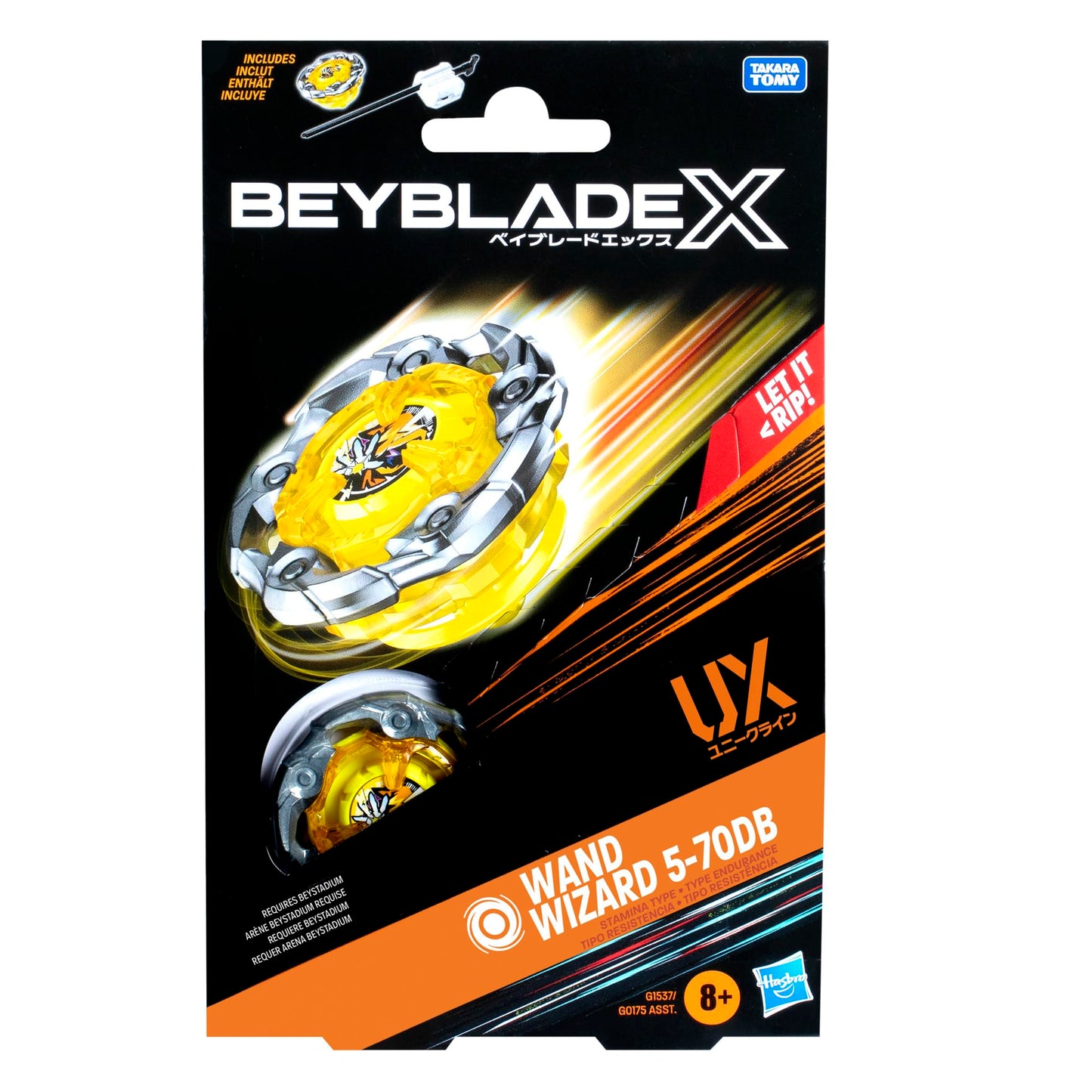 Beyblade X Wand Wizard 5-70DB UX Starter Pack Set with Stamina Type Top and Launcher; Authentic Takara Tomy Battle Tops Games/Toys for Boys and Girls…