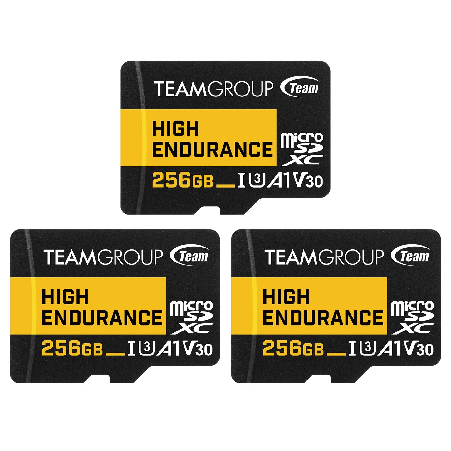 TEAMGROUP HIGH Endurance 256GB 3 Pack Micro SDXC UHS-I U3 V30 100MB/s Designed for Monitoring Stable Durable Long Lasting Flash Memory Card Security