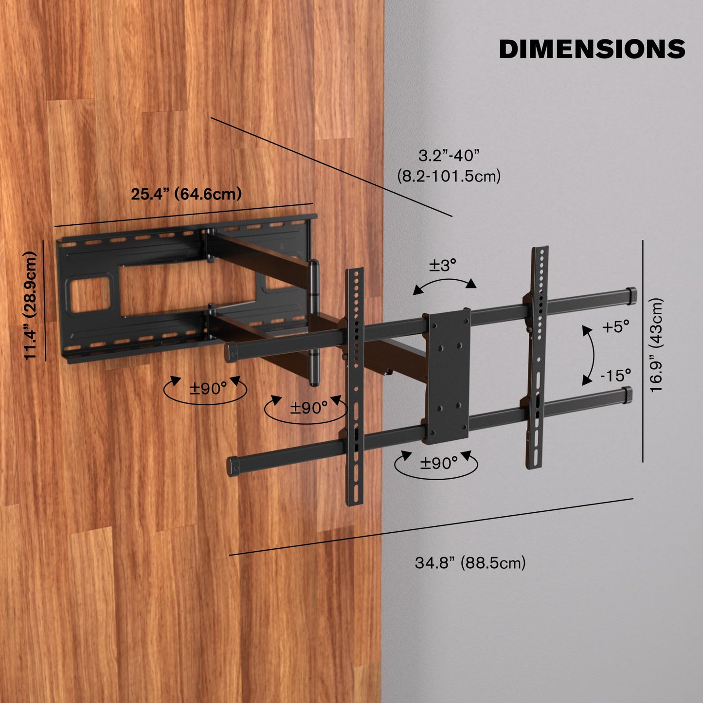 ProMounts Premium Articulating/Full Motion TV Wall Mount with 40 Inch Extendable Long Arm for TVs for 32-80 Inch LED, LCD Plasma Flat and Curved TV