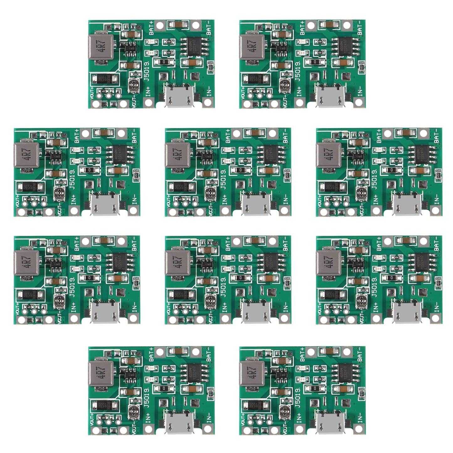 10Pcs TP4056 3.7V 4.2V 9V 5V 2A Adjustable DC-DC Step Up Boost Module 18650 Lithium Li-ion Battery Charger Discharge Power Board DIY Kit Parts