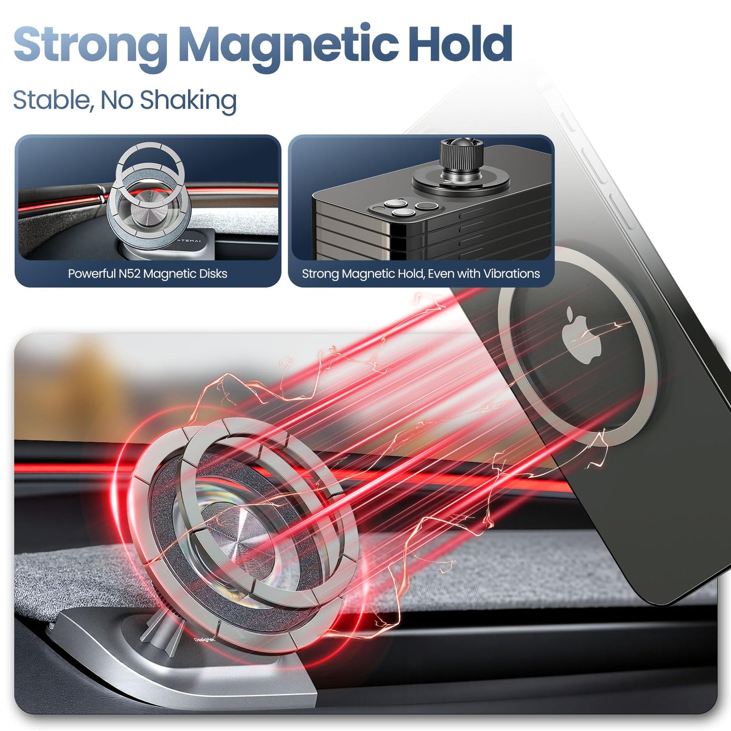 Magnetic Phone Mount for 2025 2026 Tesla Model Y Juniper, Driver-Side Vent MagSafe Phone Holder for 2024-2026 Tesla Model 3 Highland, Tesla Model Y