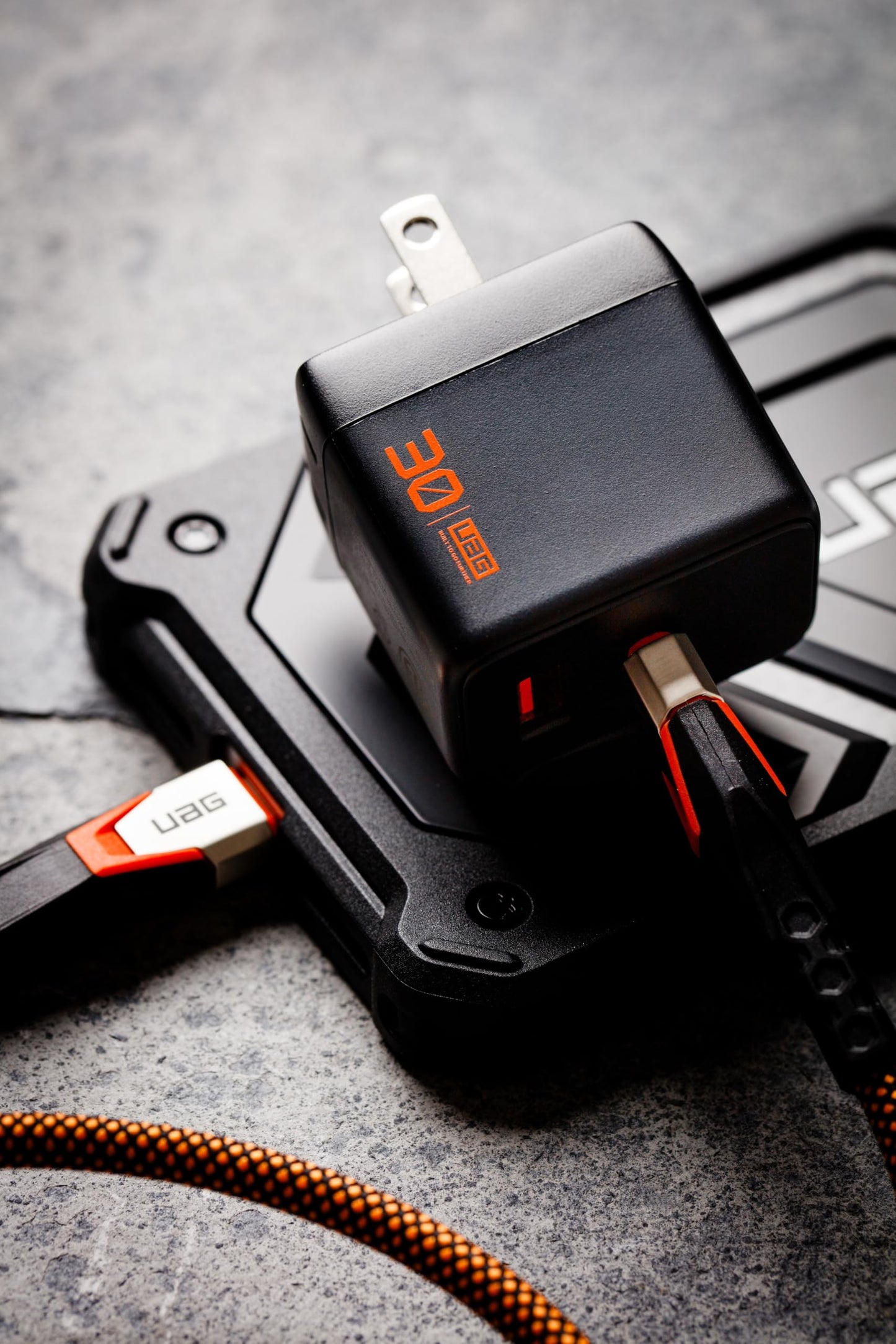 URBAN ARMOR GEAR UAG SRG 30W GaN 2-Port Wall Charger - USB USB-C Dual Port Foldable Compact Travel PD Quick Charging Power Adapter for Smartphone
