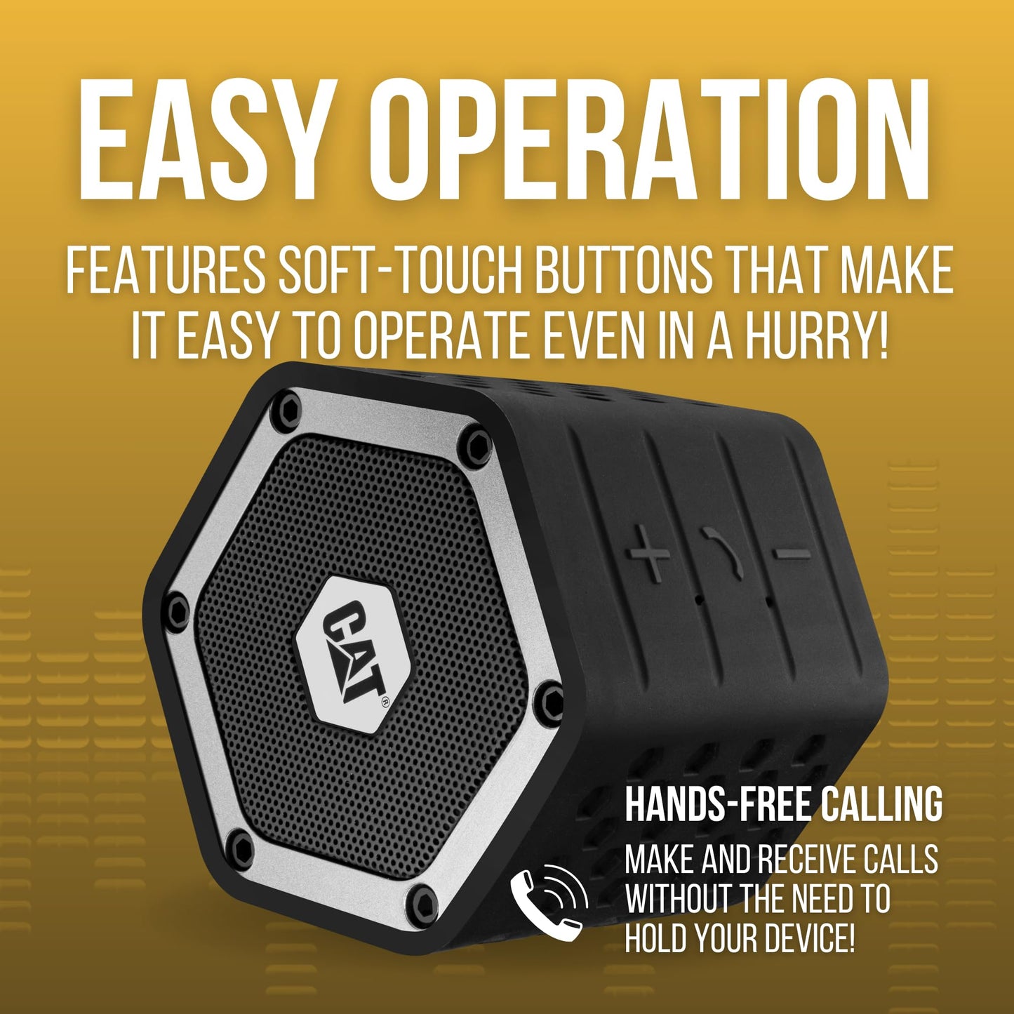Cat Mini Bluetooth Speaker - Rugged, Heavy Duty, Portable, Wireless Outdoor Speakers | The Best Shock Proof, Dust Proof, & IP66 Water Resistant