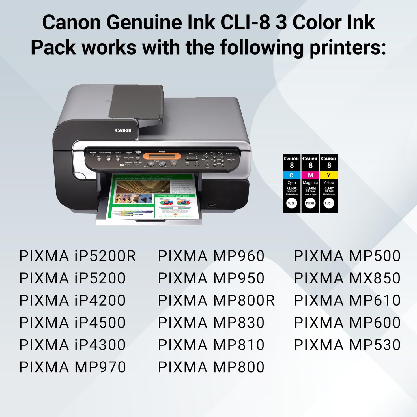 Canon CLI-8 Genuine Three Color Ink Tank, Compatible with iP4300, iP3500, iP3300, MP970, MP960, MP950, MP800R, MP830, MP810, MP800, MP500, MX850