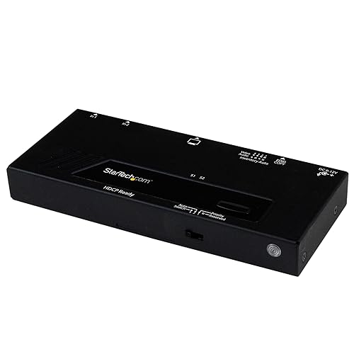StarTech.com 2 Port HDMI Switch w/ Automatic and Priority Switching - 2 In 1 Out HDMI Selector with Automatic Priority Switching - 1080p, TAA