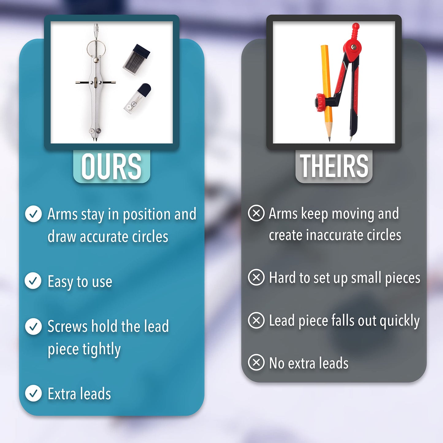 Mr. Pen- Professional Compass for Geometry, Extra Lead