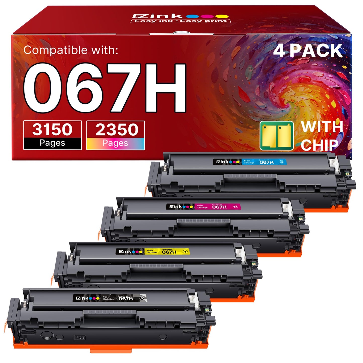 E-Z Ink 067H 067 Toner Cartridge with Chip Compatible for Canon 067H Toner Cartridge Set High Yield Cartridge 067 for Canon imageCLASS MF656Cdw