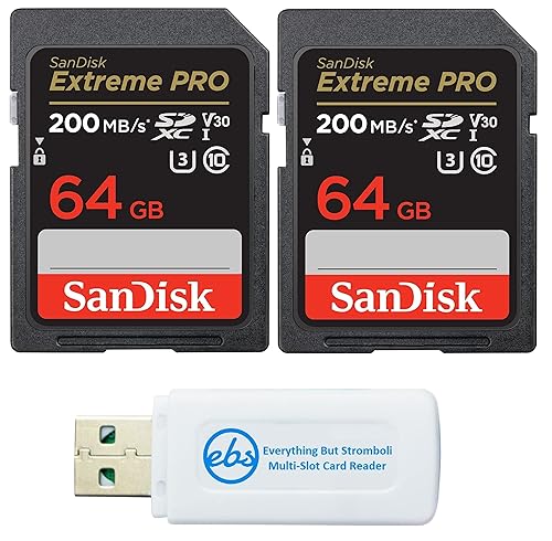 SanDisk 64GB SDXC SD Extreme Pro Memory Card (Two Pack) Works with Nikon D3500, D7500, D5600 Digital DSLR Camera 4K V30 U3 (SDSDXXU-064G-GN4IN) Plus
