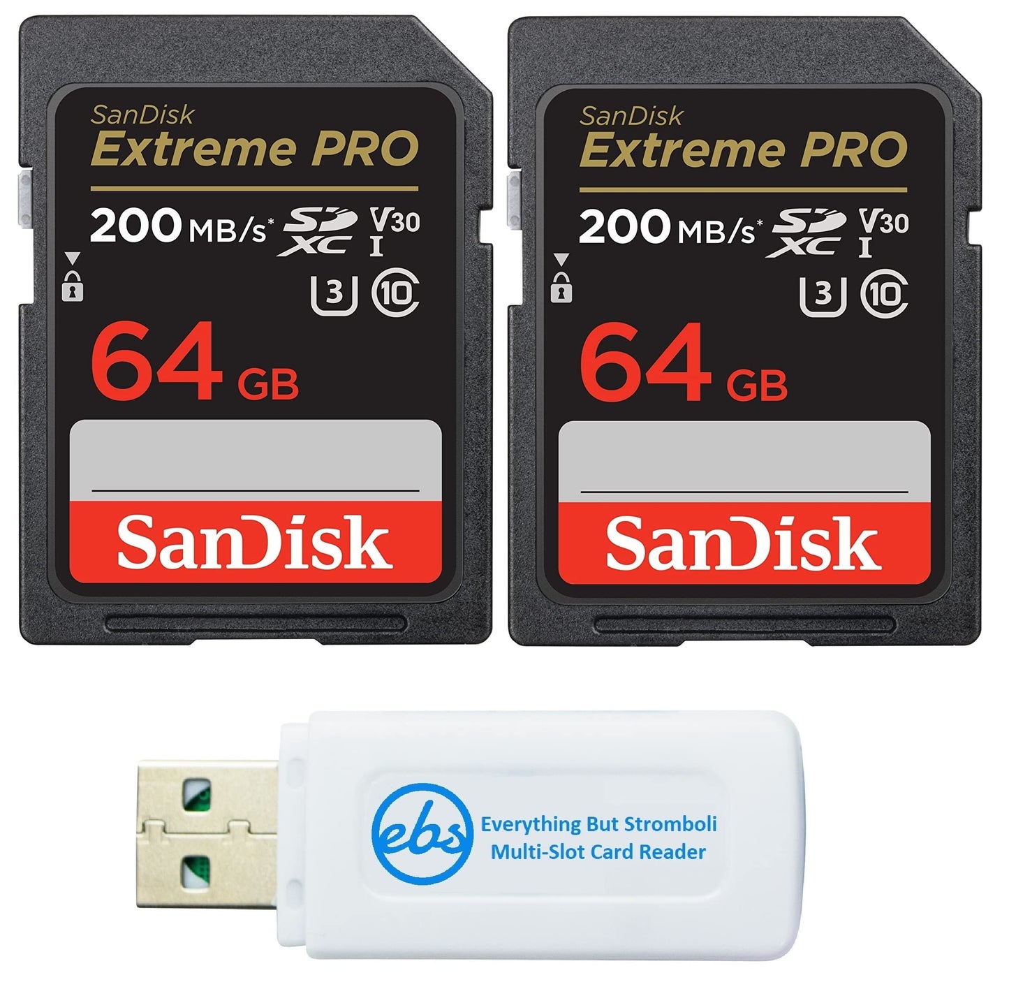 SanDisk 64GB SDXC SD Extreme Pro Memory Card (Two Pack) Works with Nikon D3500, D7500, D5600 Digital DSLR Camera 4K V30 U3 (SDSDXXU-064G-GN4IN) Plus