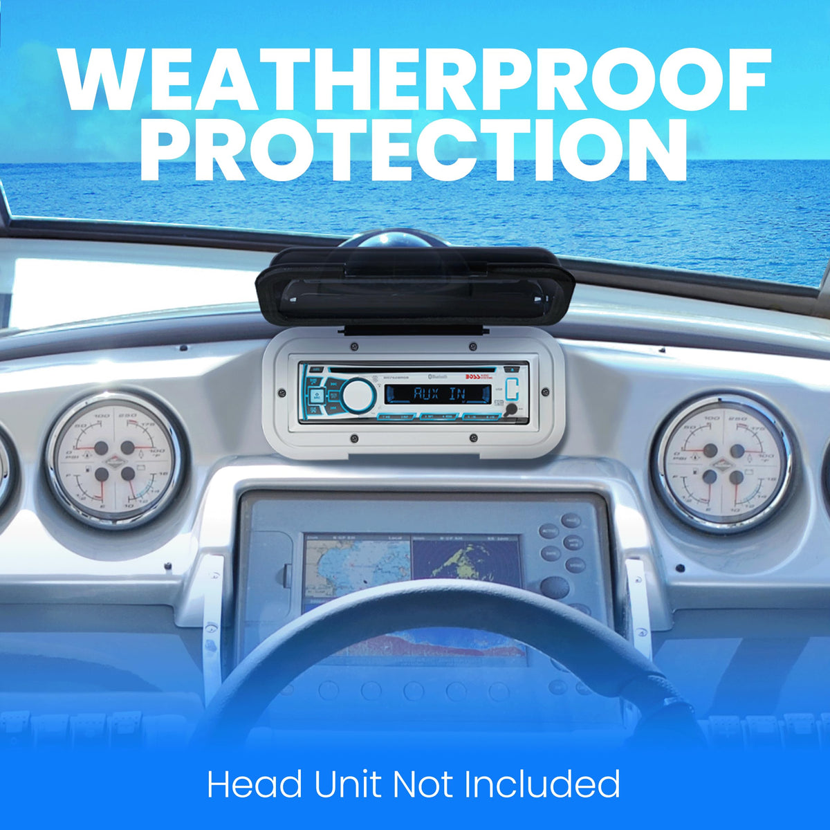 BOSS Audio Systems MRC5 Marine Waterproof Radio Cover, Black/White