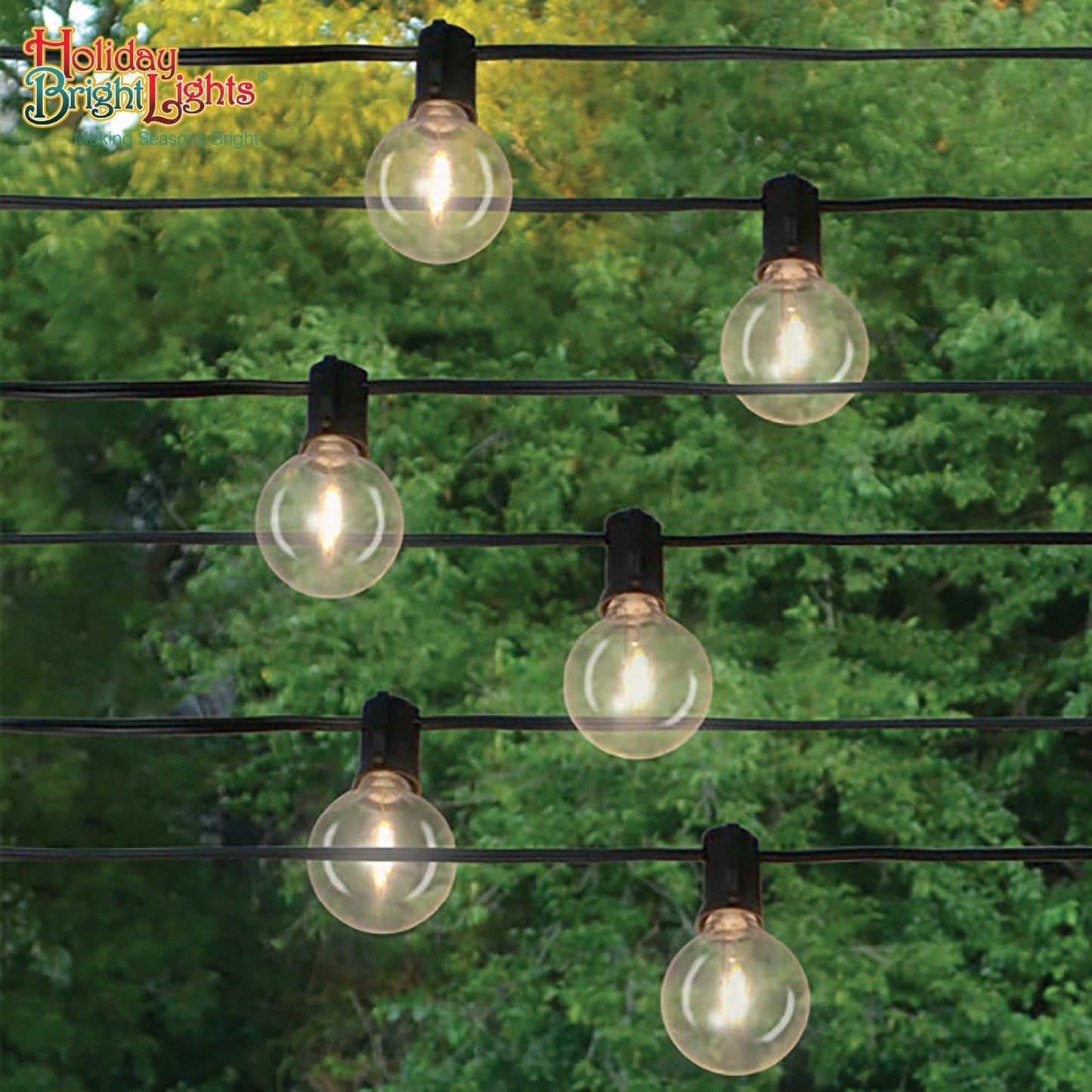 Holiday Bright Lights G40 LED Replacement Bulbs Warm White Dimmable E17 Globe Set for Outdoor Patio String Lights