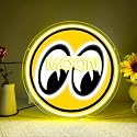 Moon and Eyes Neon Sign,Dimming LED Moon Eyes LED Neon Light for Garage Wall Art, Retro Automotive Gift, Man Cave Decor Bedroom Neon Sign Display