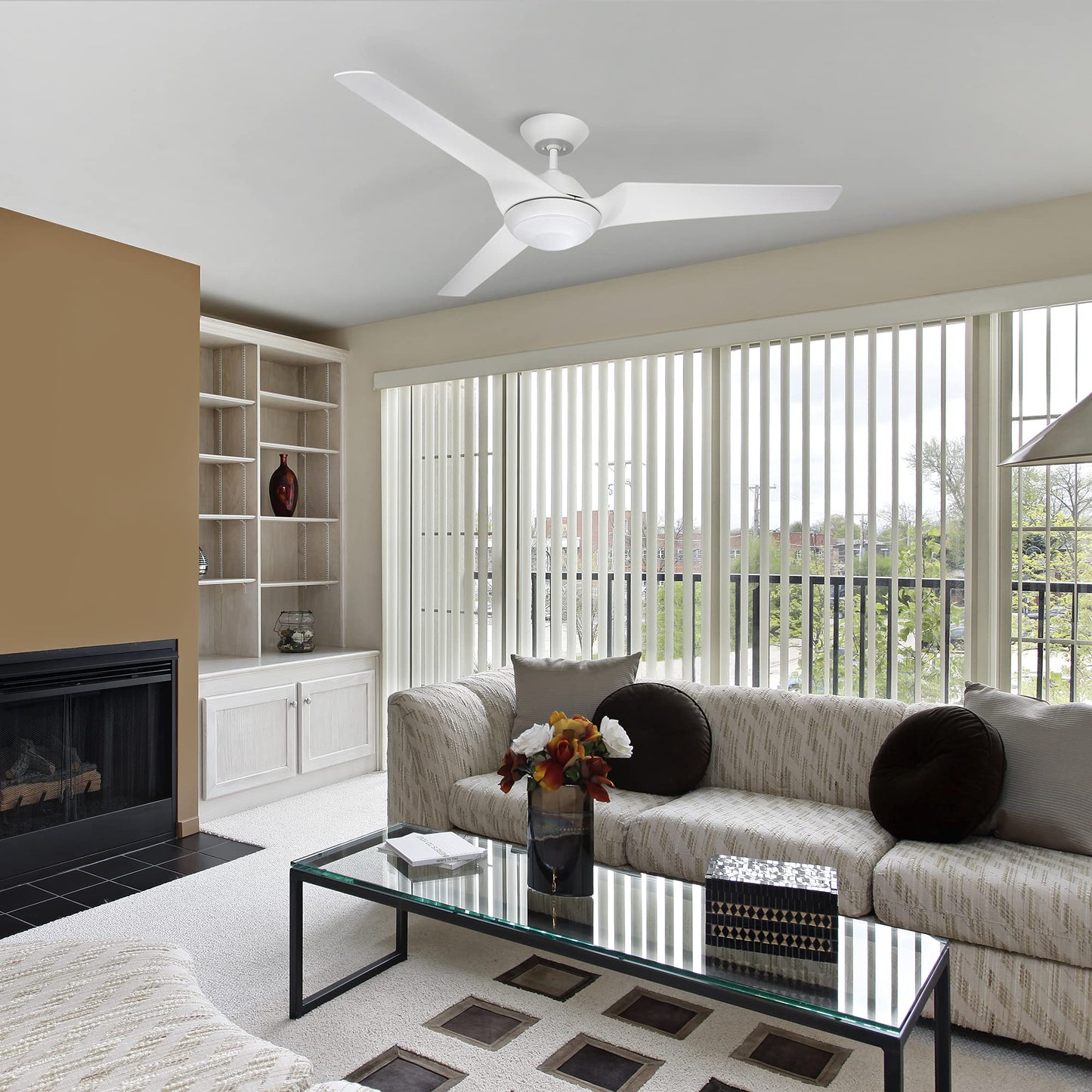 Noble Home 60 Inch Large Ceiling Fan with Light and Wall Control | Dimmable LED Fixture with 6 Speed DC Motor | Modern 3 Blade Propeller Design |