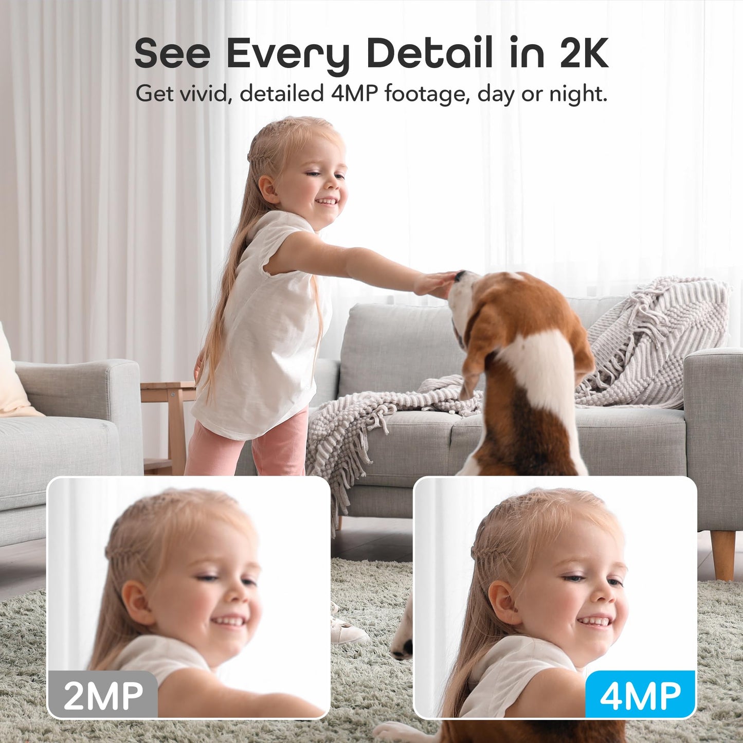 Geeni Sentinel Smart 2K Indoor Security Camera with Auto-Tracking - Dual-Band 2.4GHz & 5GHz WiFi, 2K HD Video, App & Voice Control, Motion Detection