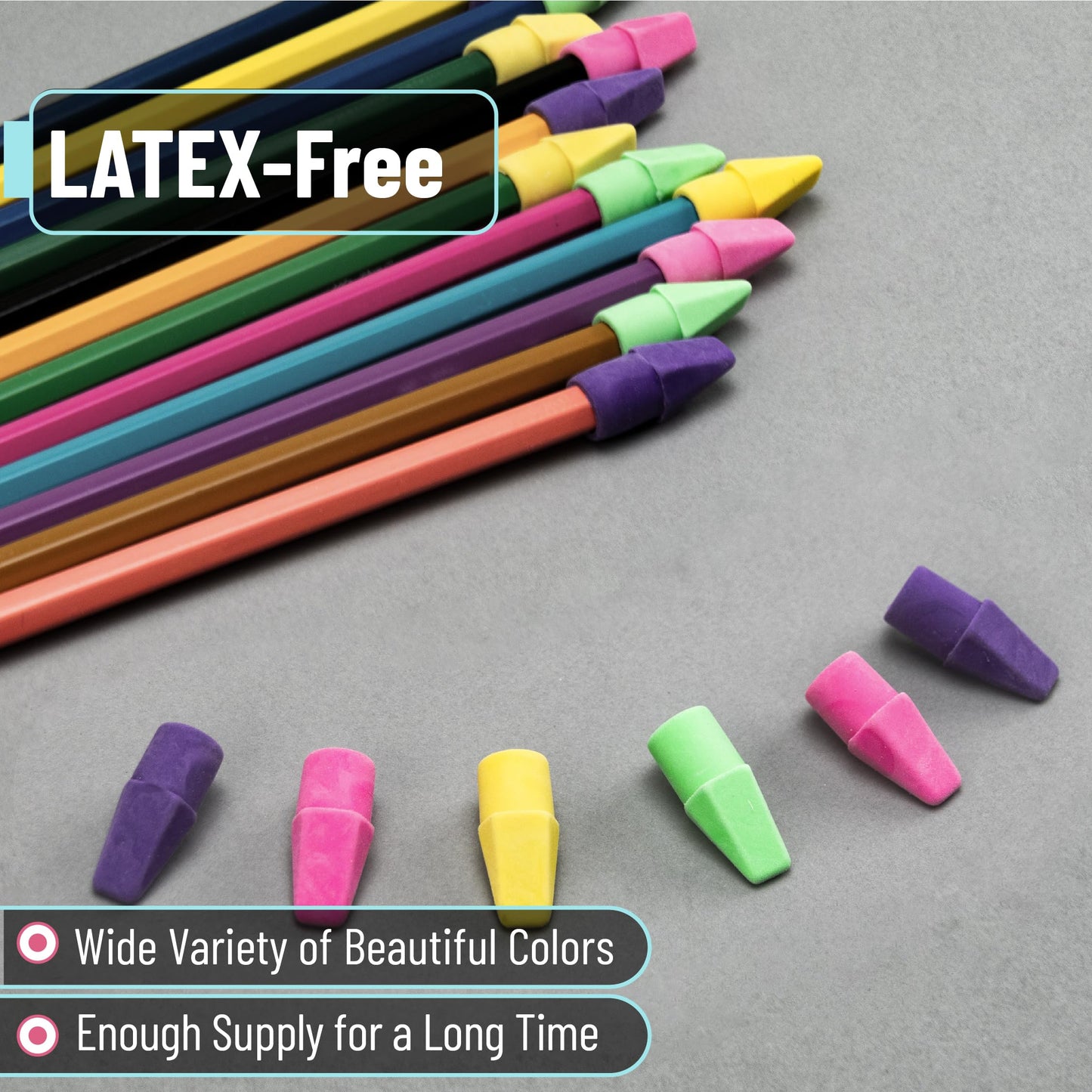 Mr. Pen Erasers for Pencils, 120 Pack, Pencil Top Erasers, Eraser Caps
