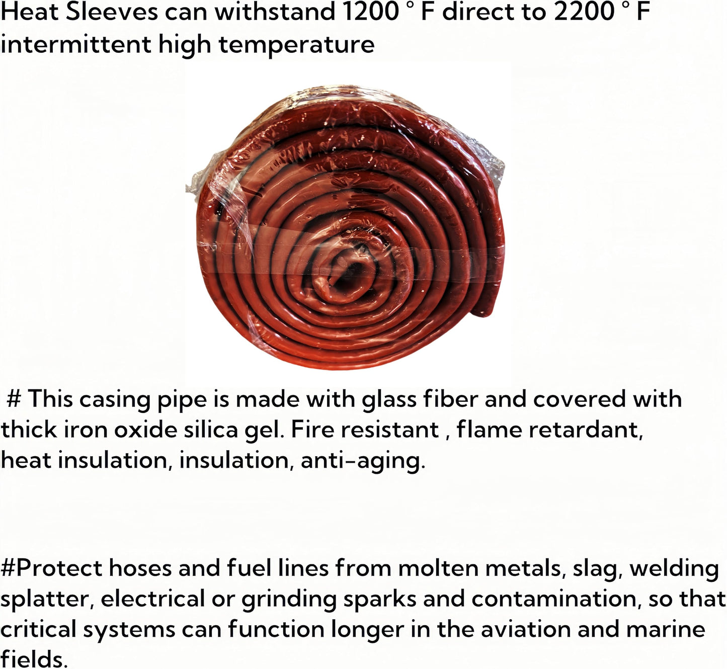 1.57"(40mm) ID Heat Shielded Fire Thermo Armor Fire Sleeve Silicone Coated Fiberglass for Automotive Hose Lines & Electrical Wiring Red, 5 feet