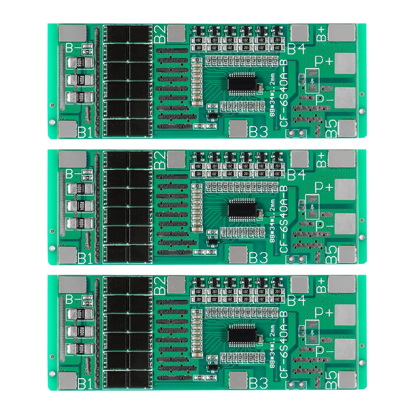 3Pcs 6S 18650 Li-Ion Lithium Battery PCB Protection Board 24V 40A Solar Lighting BMS PCB with Circuit Balanced Protection Module Cell Charging Module…