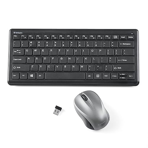 Verbatim Wireless Keyboard and Mouse Combo Compact Silent 2.4GHz Lag-Free Wireless Mouse and Keyboard Combo with USB Nano Receiver for Laptop, PC
