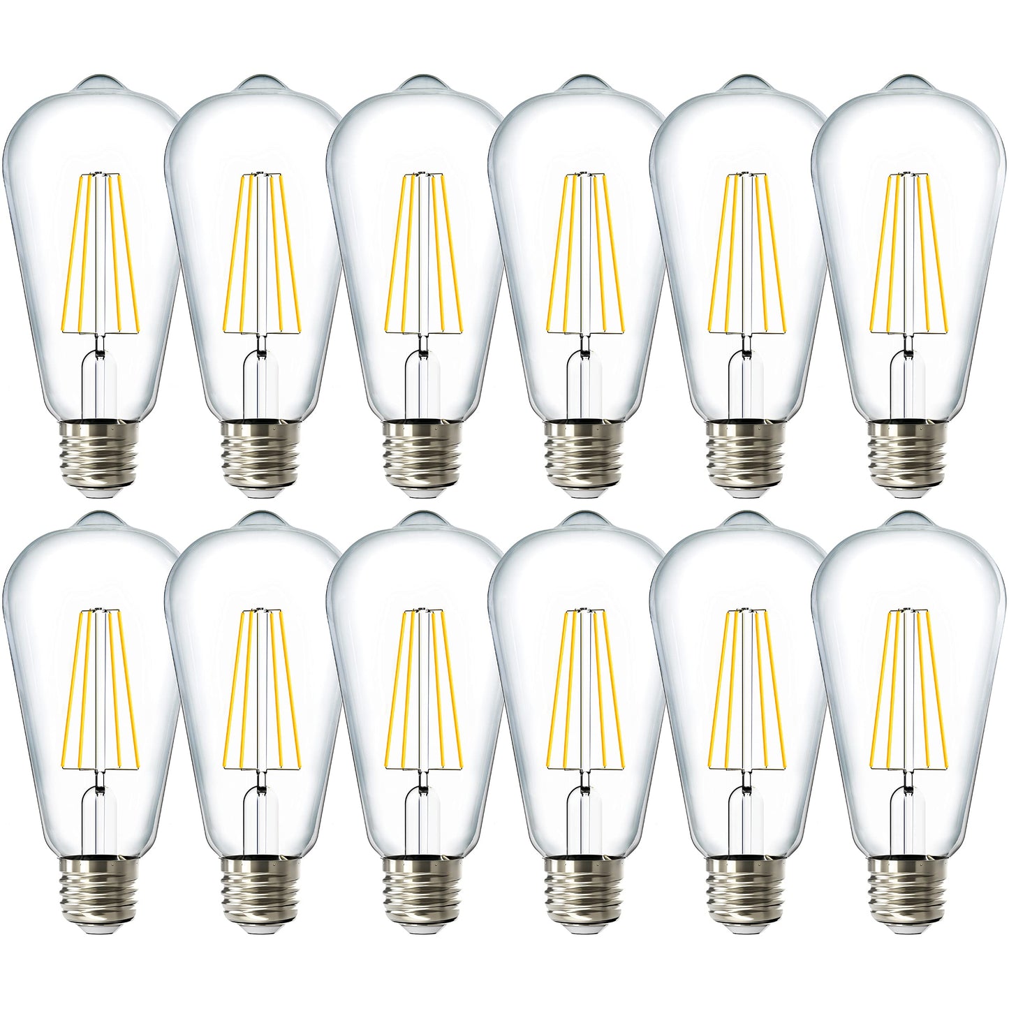 Sunco 12 Pack Edison Bulbs LED ST64 (ST19) Clear Glass Filament, Dimmable