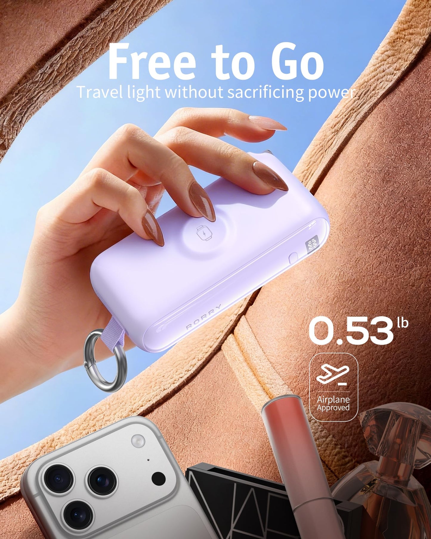 RORRY Flow Portable Charger 10000mAh 40W Wall Plug Power Bank Battery Pack