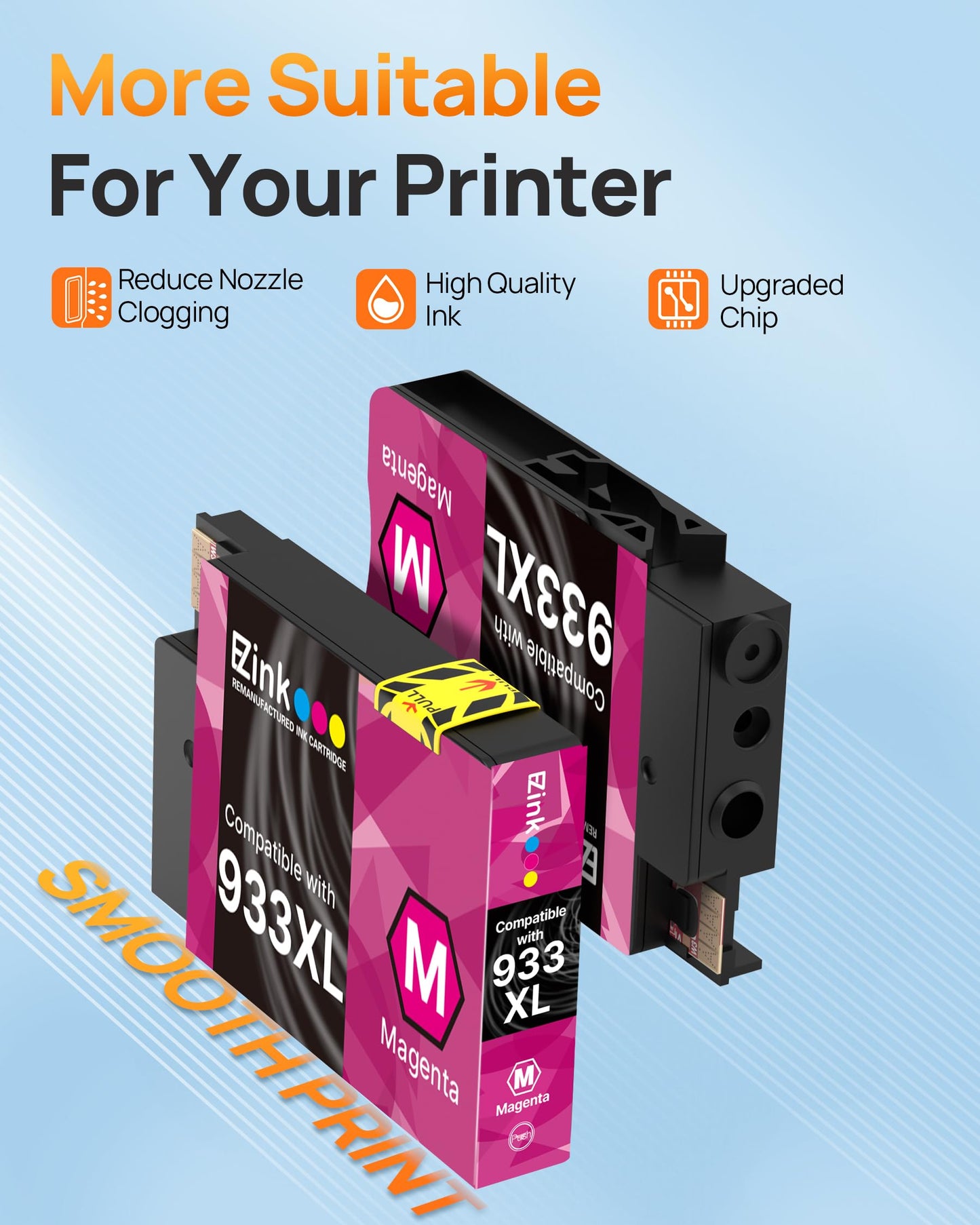 E-Z Ink 933xl Magenta Ink Cartridge Replacement for hp 933XL 932 XL Ink cartridges to Use with Officejet 6100 6600 6700 7110 7510 7610 7612 Printer (1