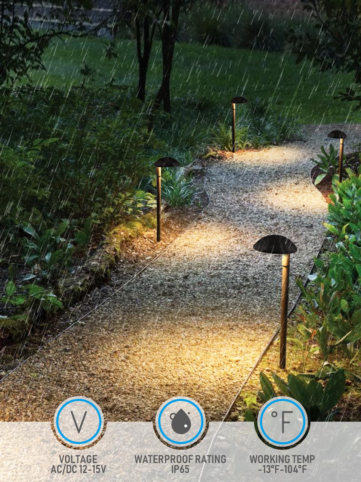LEONLITE 12-Pack Low Voltage LED Landscape Pathway Light, 5W 400LM 12V Wired Outdoor Path Lights, Aluminum Walkway Driveway Landscaping Light, IP65
