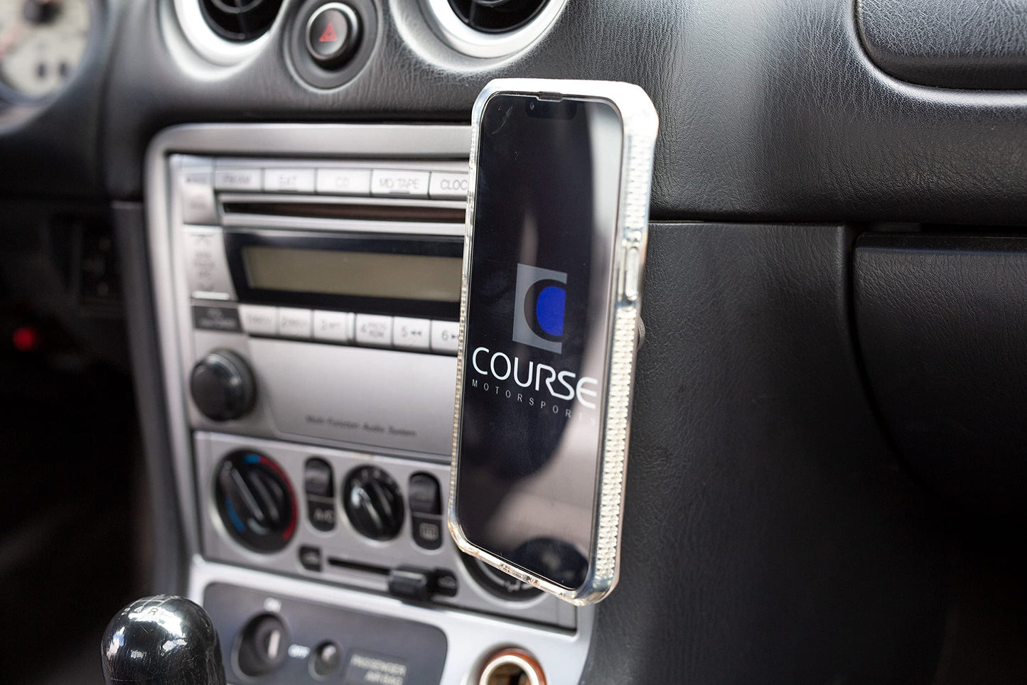 Course Motorsports DirectFit Phone Mount for Mazda Miata (1998-2005) Compatible with All Phones - Automatic Gripping Charger (Black)