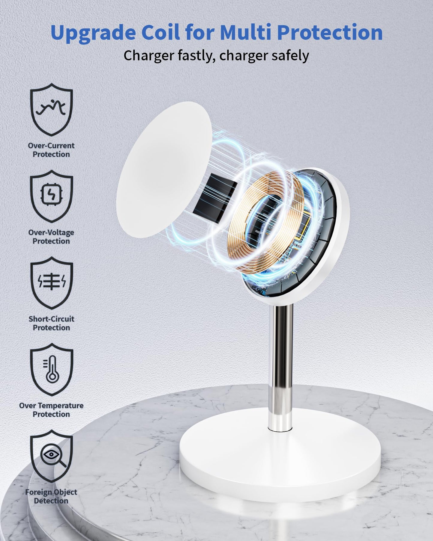 Magnetic Wireless Charger Stand, 25W Fast Mag Safe Charger iPhone Stand, 6FT Magnet Wireless Charging Station Pad with 35W Adapter for iPhone 17 Air