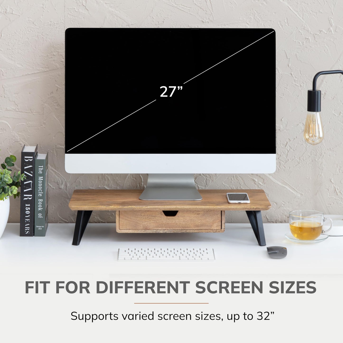 Anji Mountain Monitor Stand - Desktop Organizer & Laptop Riser, Ergonomic Monitor Riser, Space-Saving Monitor Stand for Desk, Durable Construction