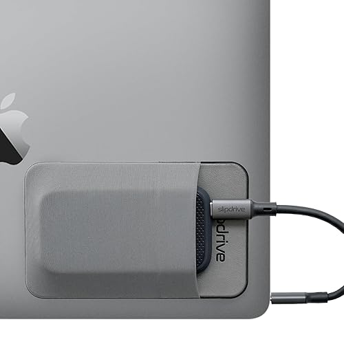 Slipdrive - Portable Hard Drive Sleeve for Laptop - SSD Solid State Drive - Reusable Adhesive - 5” x 3.2” Stick on External Hard Drive Carrying Case