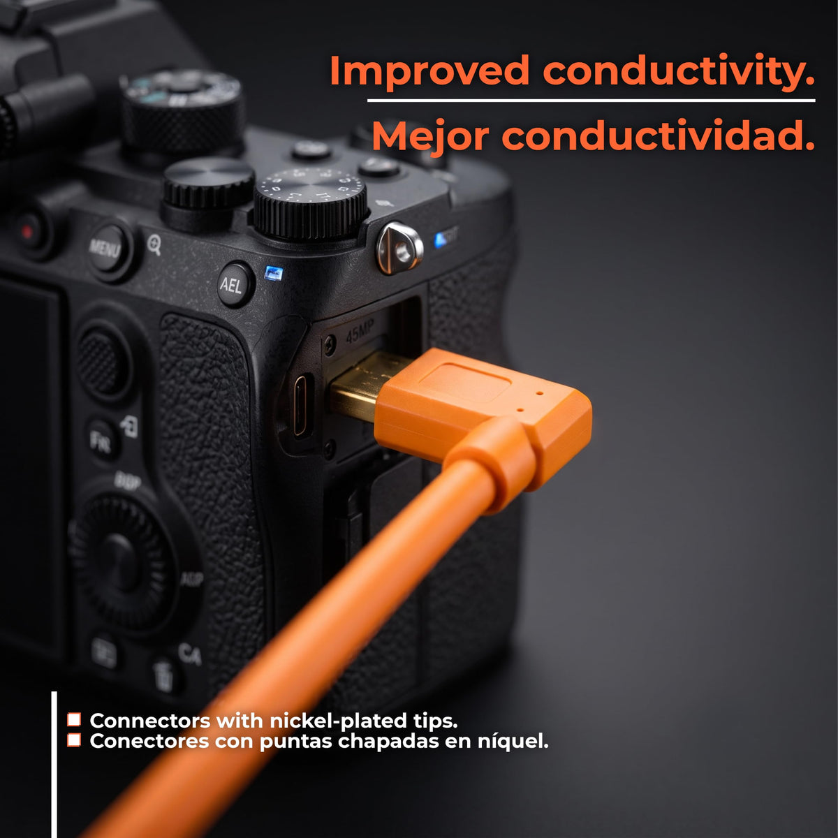 Tether Tools TetherPro USB 3.0 to Micro-B Right Angle Cable | for Fast Transfer and Connection Between Camera and Computer | High Visibility Orange |