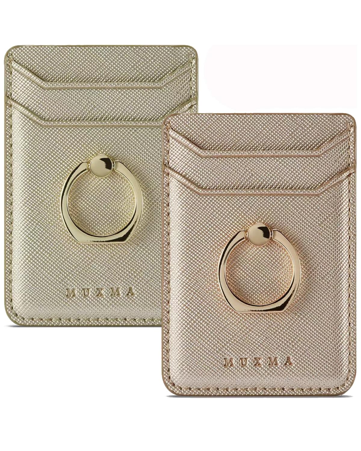 BIAJIYA Phone Card Holder RFID Leather Wallet Credit Adhesive Cell Case Stick-on Card Holder for Women and Men Back of Phone for Most of Smartphones