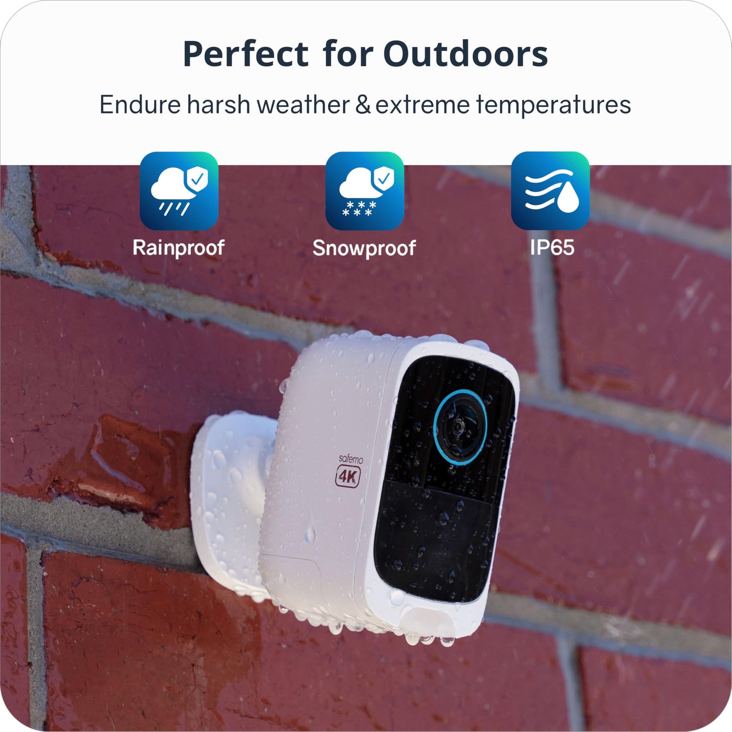 Safemo Add- on Wireless Security Camera(Works with Hub Only), 4K UHD Video, Color Night Vision, 2-Way Audio, AI Motion Detection, 180-Day Long Battery