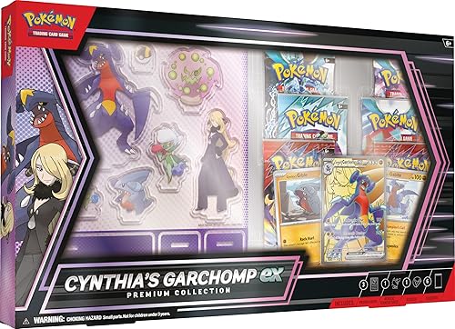 Pokemon TCG: Cynthia’s Garchomp ex Premium Collection - 6 Packs, Stickers, Promos