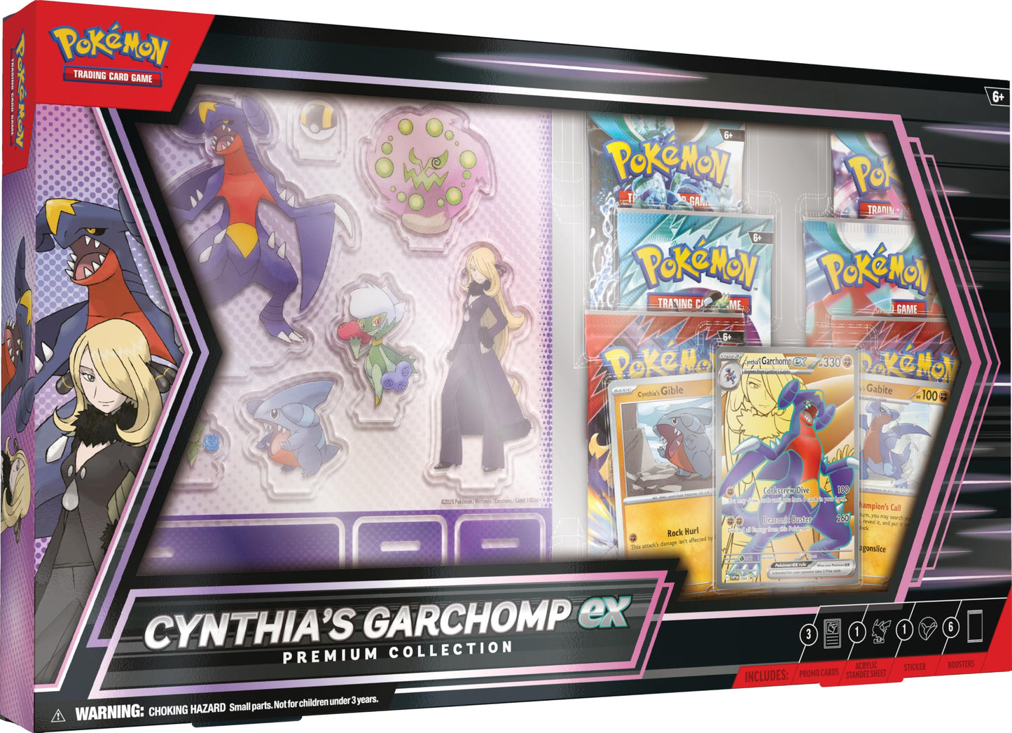 Pokemon TCG: Cynthia’s Garchomp ex Premium Collection - 6 Packs, Stickers, Promos