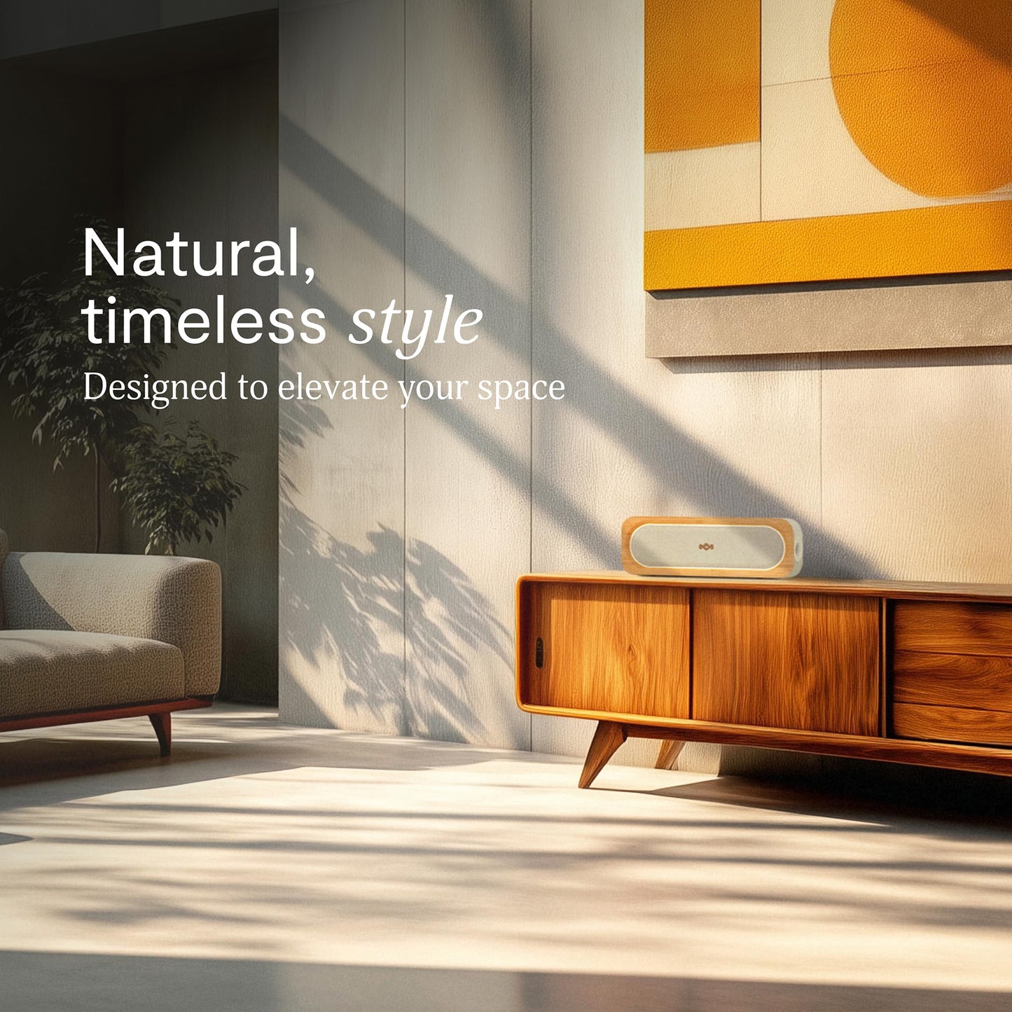 House of Marley Get Together 3 Bluetooth Speaker, 10Hr Playtime, USB-C Fast Charging, EQ Sound Modes, Ambient LED Light, 30m Wireless Range, Bamboo