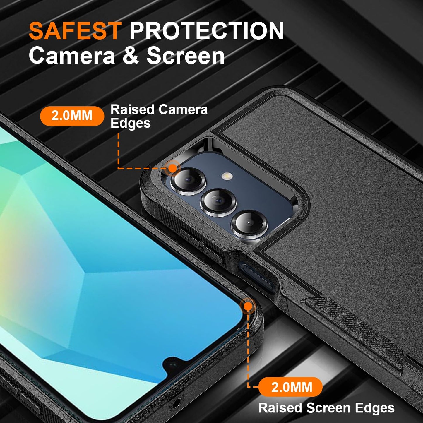 Ezanmull for Samsung Galaxy A16 5G Case with Slide Camera Cover + Screen Protector(2 Packs), Rotated Ring Kickstand Military Grade Shockproof