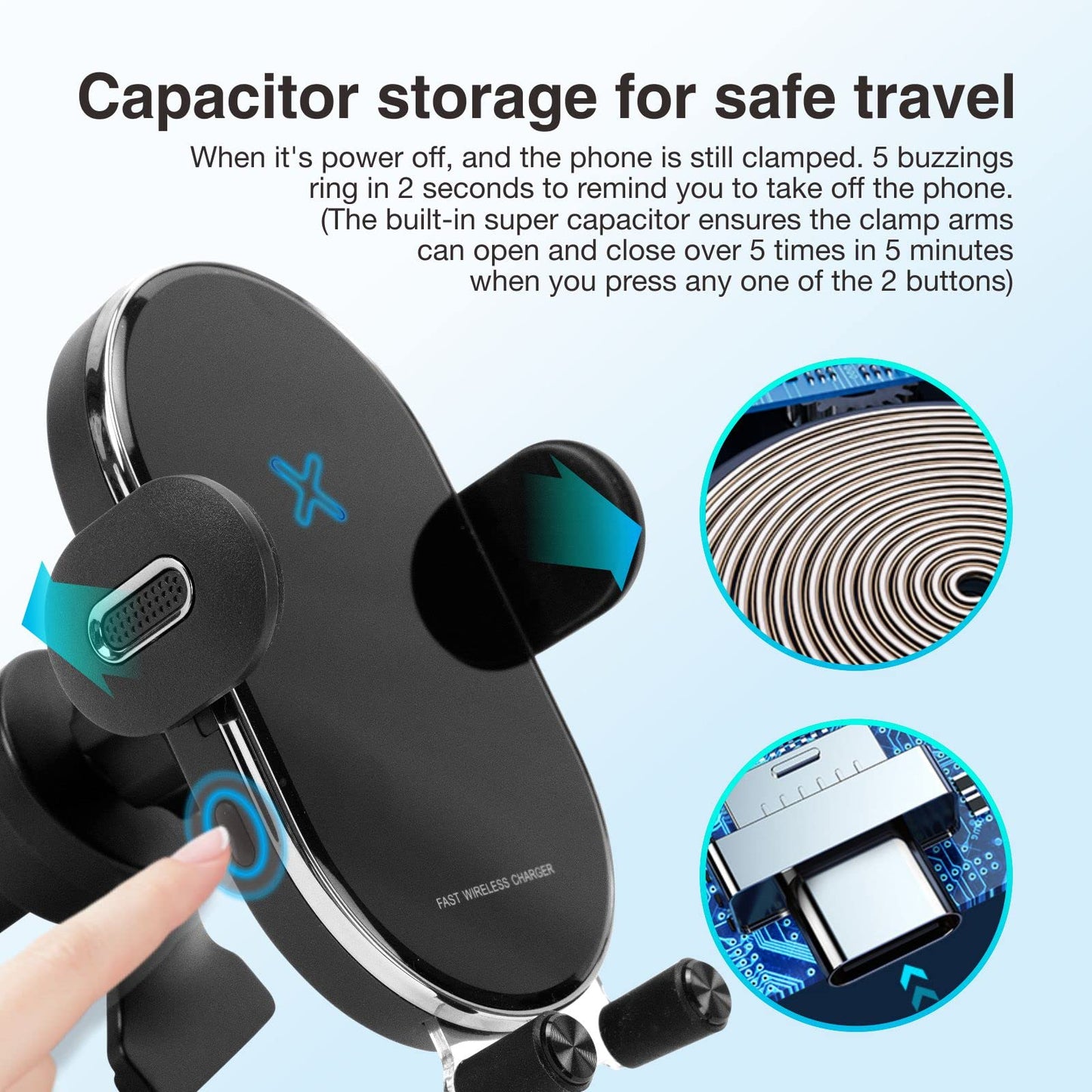 MOCA Wireless Car Charger, Qi 15W Auto Clamping Car Wireless Charger Air Vent Car Phone Mount Compatible with iPhone 17/17 Pro/17 Pro Max/16