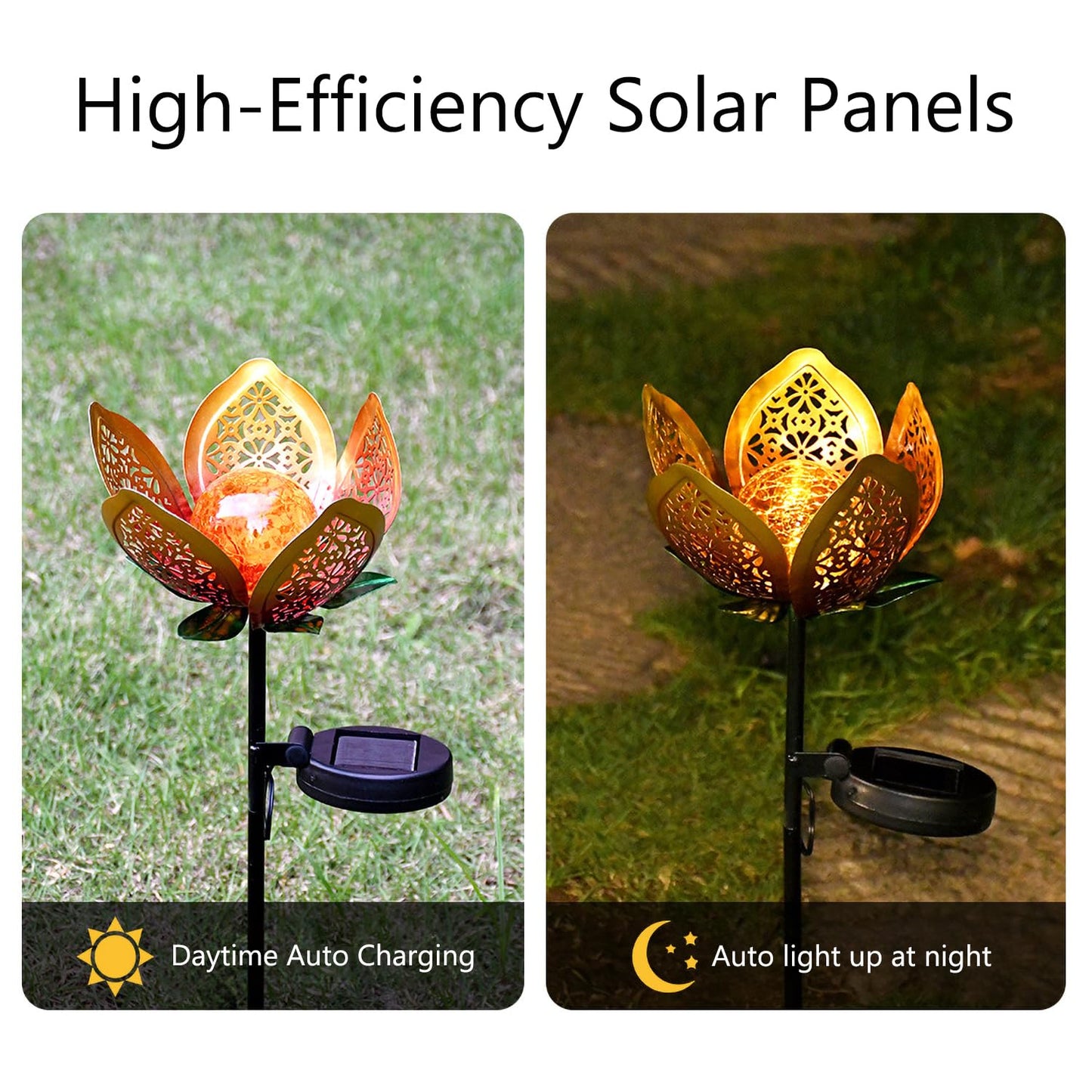 YMTengFei Solar Lights Outdoor Garden Decor,LED Lotus Flower Lamp, Metal Tulip Solar Lawn Lamp for Courtyard Decoration, Garden Gifts for Women