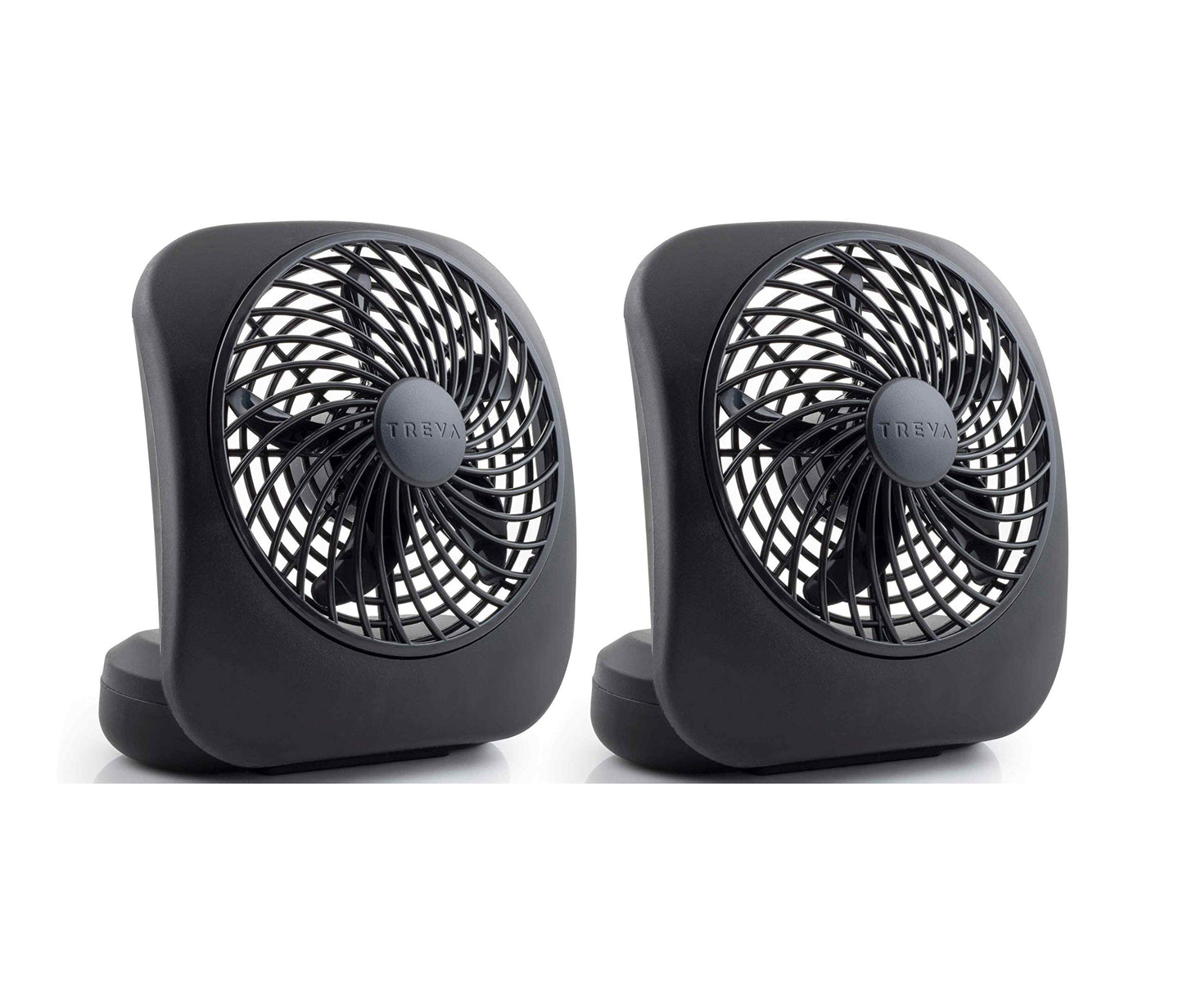 O2COOL Treva 5 in Portable Battery Powered Desk Fan 2-Speed Black 2-Pack