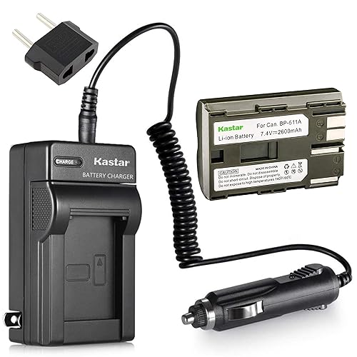 Kastar Battery and Charger Replacement for BP-511 BP-512 511A FV300 FV40 FVM1 FVM10 IXY DVM MVX1i MVX2i MVX3i MV300i MV400i MV450i MV500i MV530i