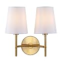 SAFAVIEH SCN4033B Barrett Brass Gold 2-Light Wall (LED Bulbs Included) Sconce, White